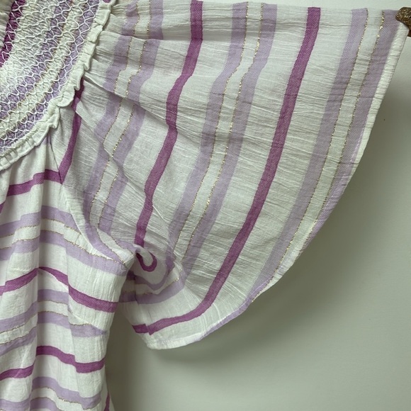 NWT LANE BRYANT SMOCKED OFF THE SHOULDER TOP 18/20 pink, white and purple color - Picture 9 of 12